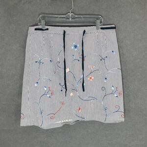 Talbots Woman Skirt Striped Floral Embroidery Career Casual Sz‎ 20W Whimsical
